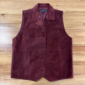 Women’s Genuine Leather Vest Burgundy Size M Boho Chic Western Cowgirl Festival